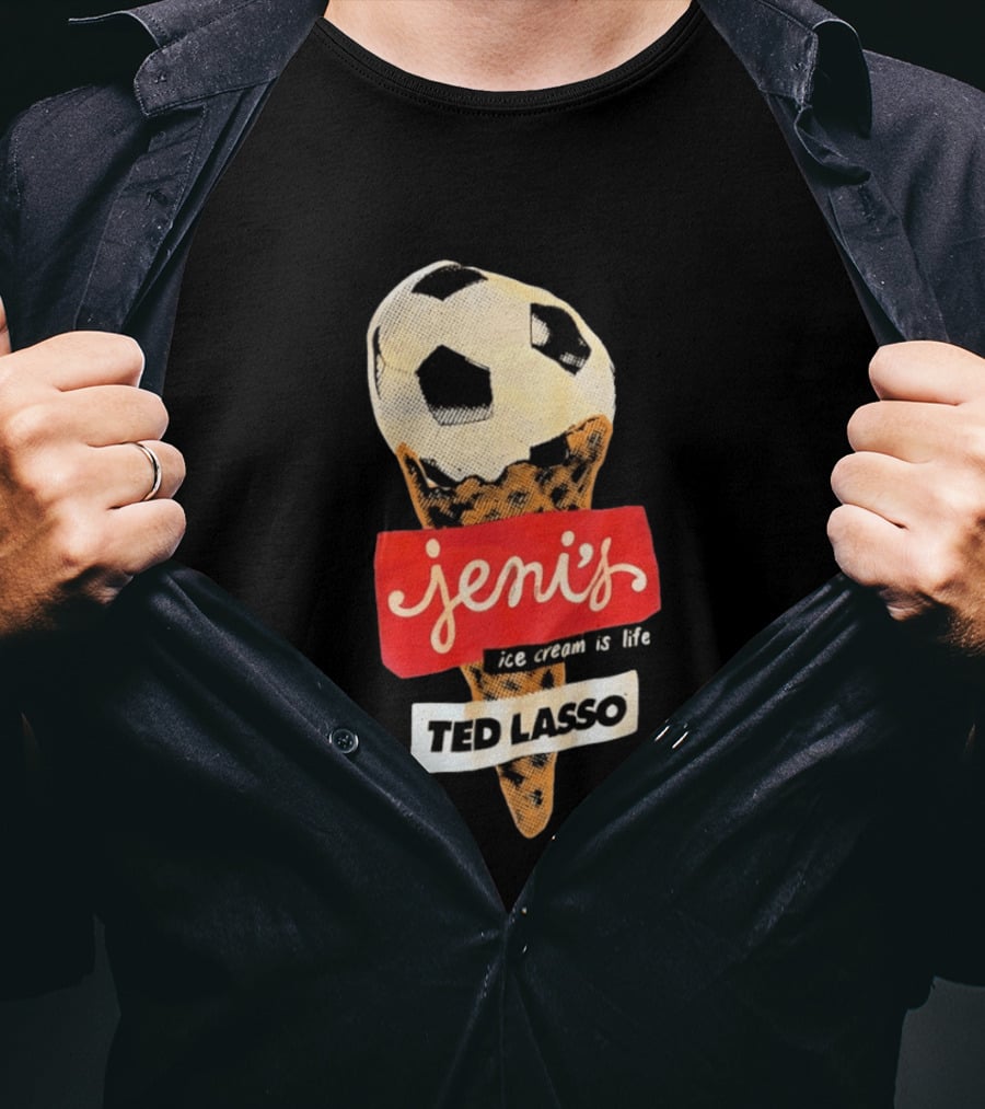 Jeni's Ice Cream Is Life Soccer Cone Ted Lasso T-Shirt