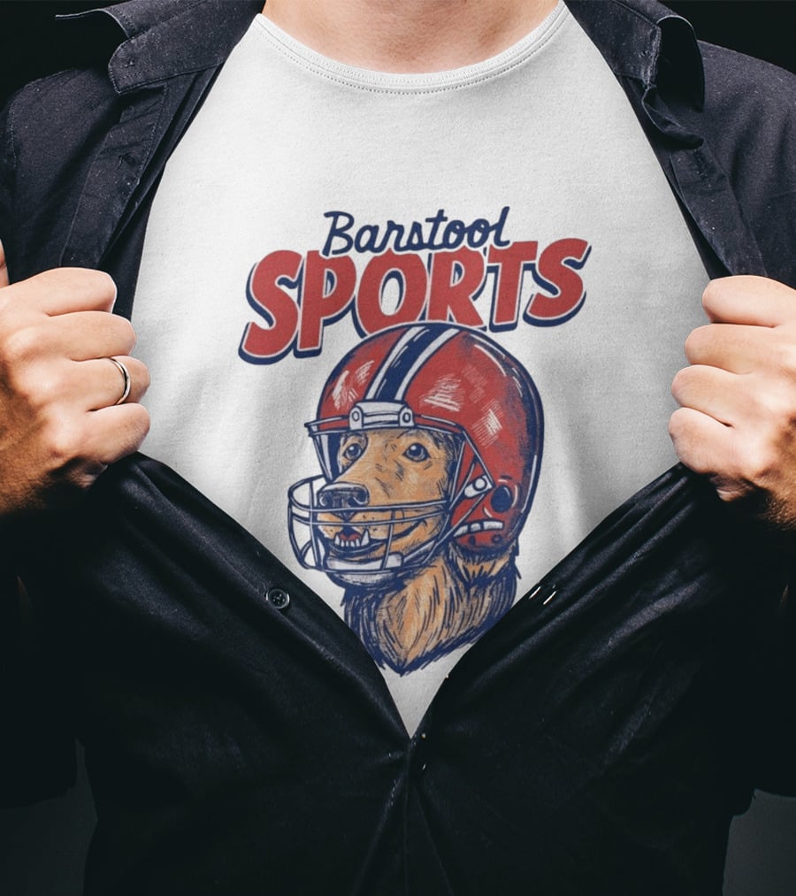 Barstool Sports Helmet Dog Red Football Fan T-Shirt