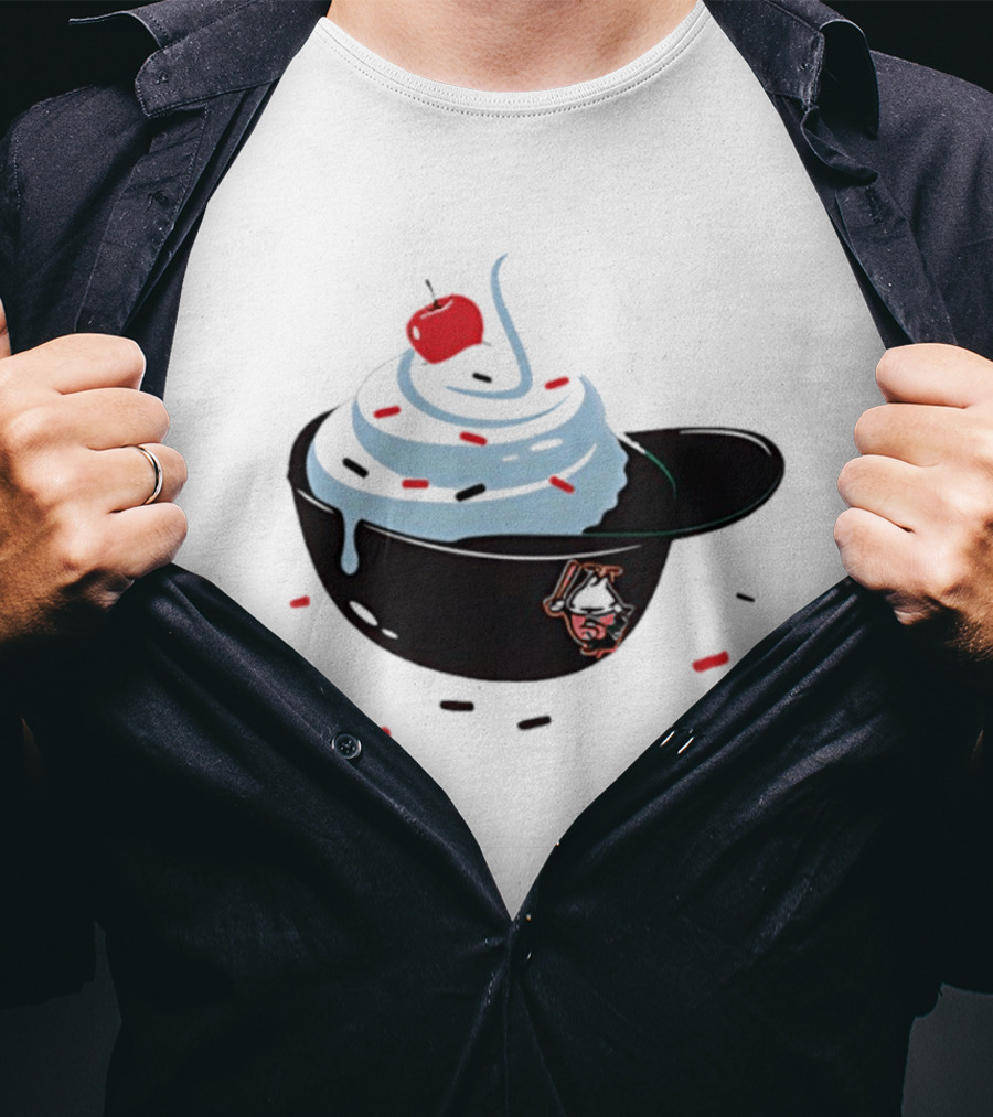 Baseballism Ice Cream Helmet Sundae With Cherry Baseball T-Shirt