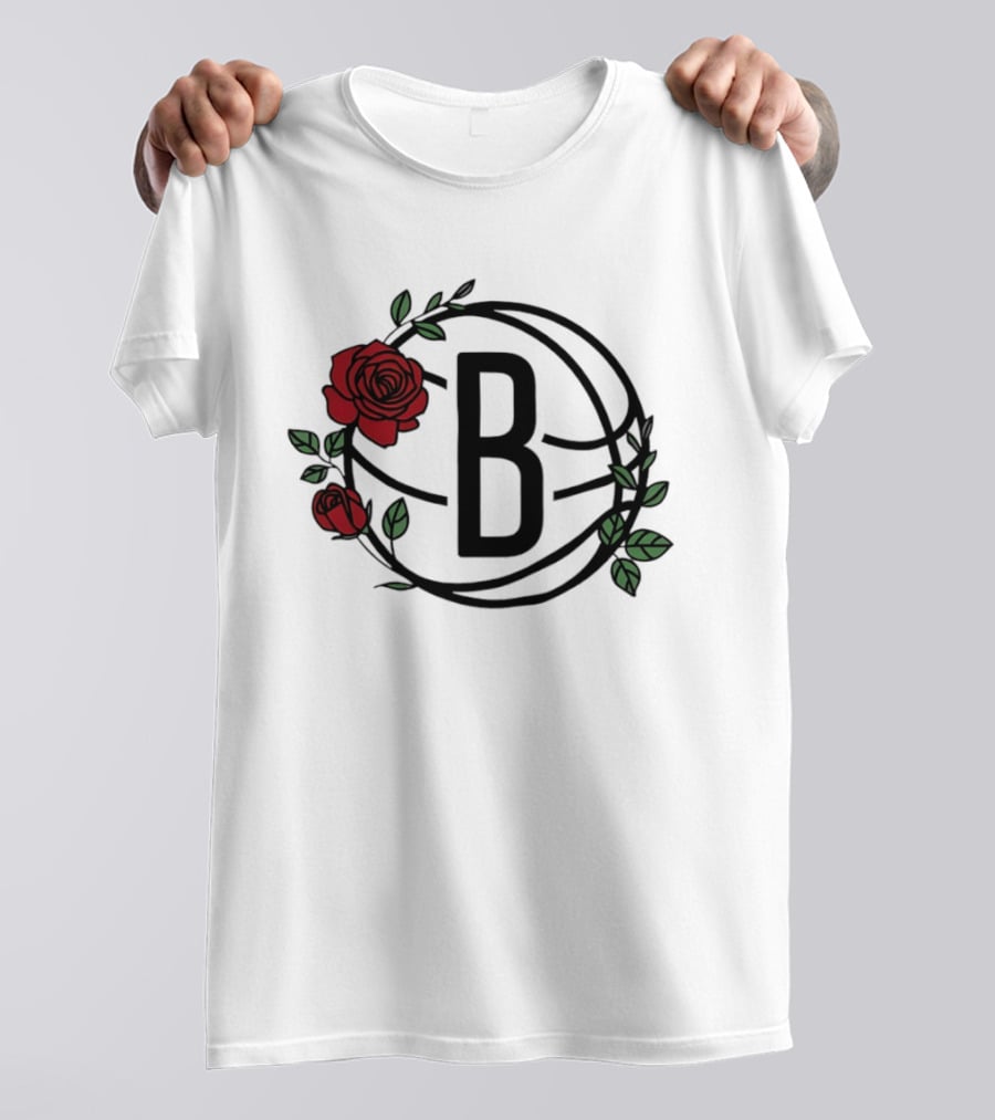 Brooklyn Nets Floral Basketball Rose B T-Shirt