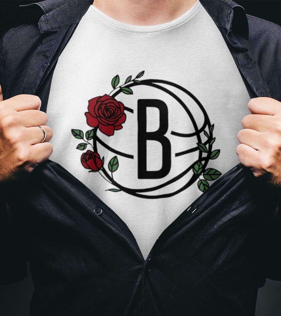 Brooklyn Nets Floral Basketball Rose B T-Shirt