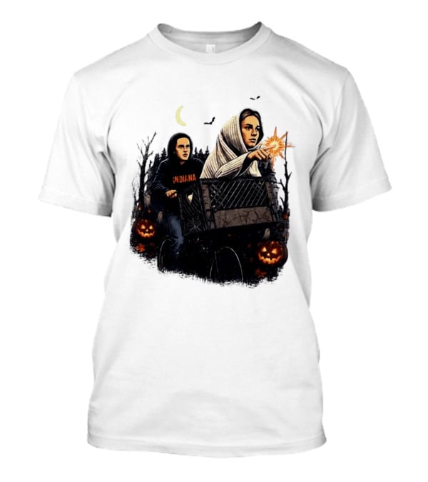 Caitlin Clark Stranger Things Indiana Halloween Bicycle Moon Pumpkin Glow Finger T-Shirt