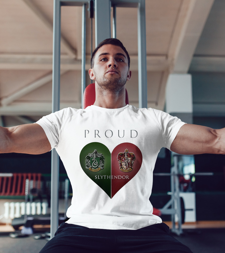 Proud Slythendor Heart Slytherin Gryffindor Crest Combination T-Shirt