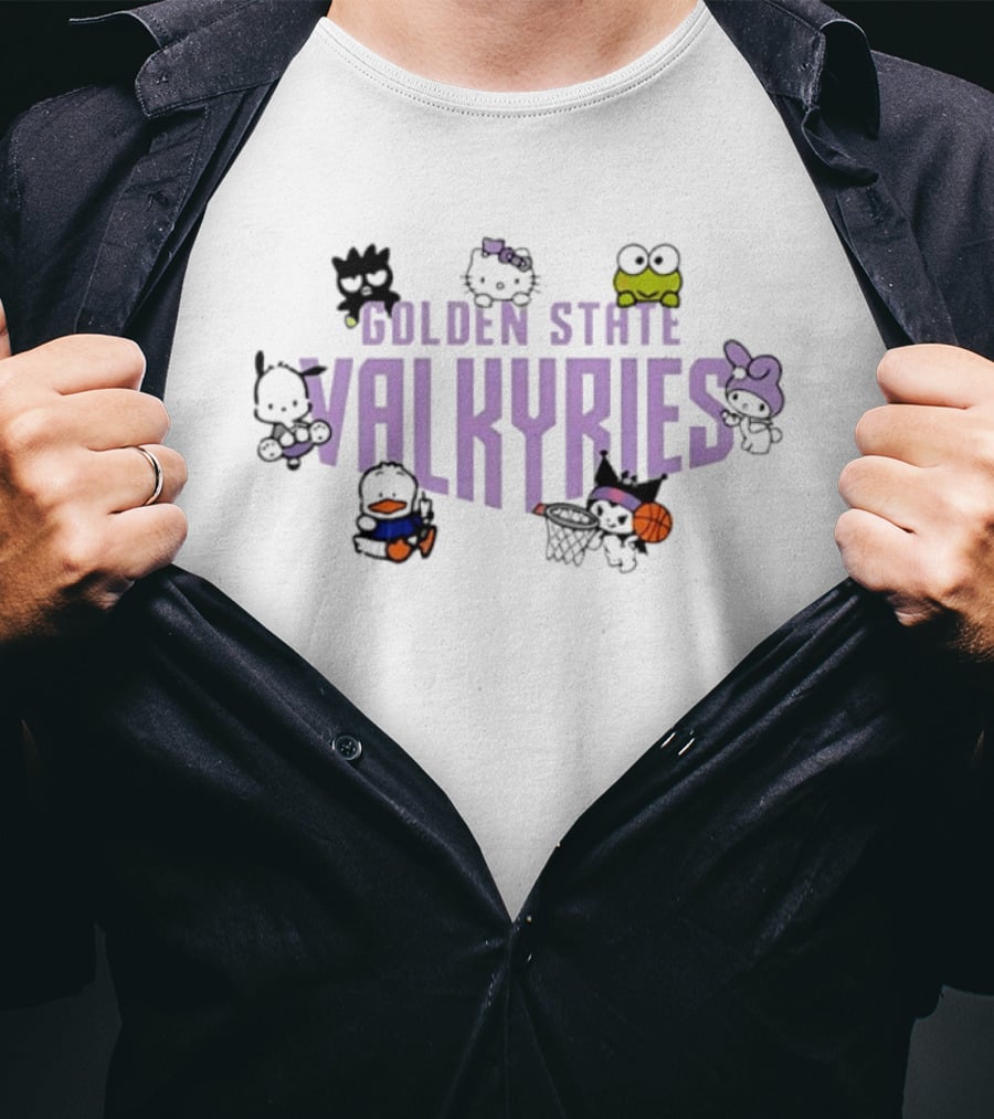 Golden State Valkyries Hello Kitty Sanrio Basketball Team Characters T-Shirt