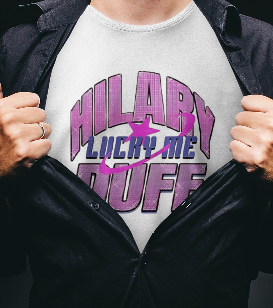 Hilary Duff Lucky Me Pink Glitter Star Planet Pop Singer T-Shirt