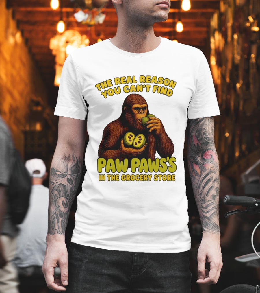 Pawpaw Fruit Mystery Sasquatch Eating Pawpaws In Grocery Store T-Shirt