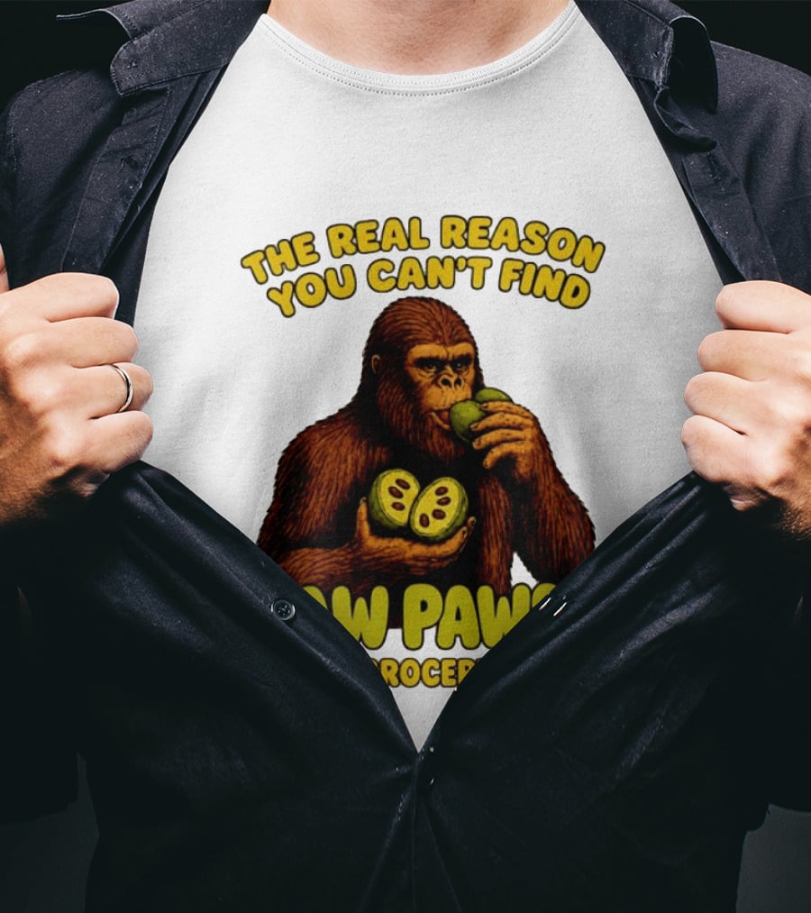 Pawpaw Fruit Mystery Sasquatch Eating Pawpaws In Grocery Store T-Shirt