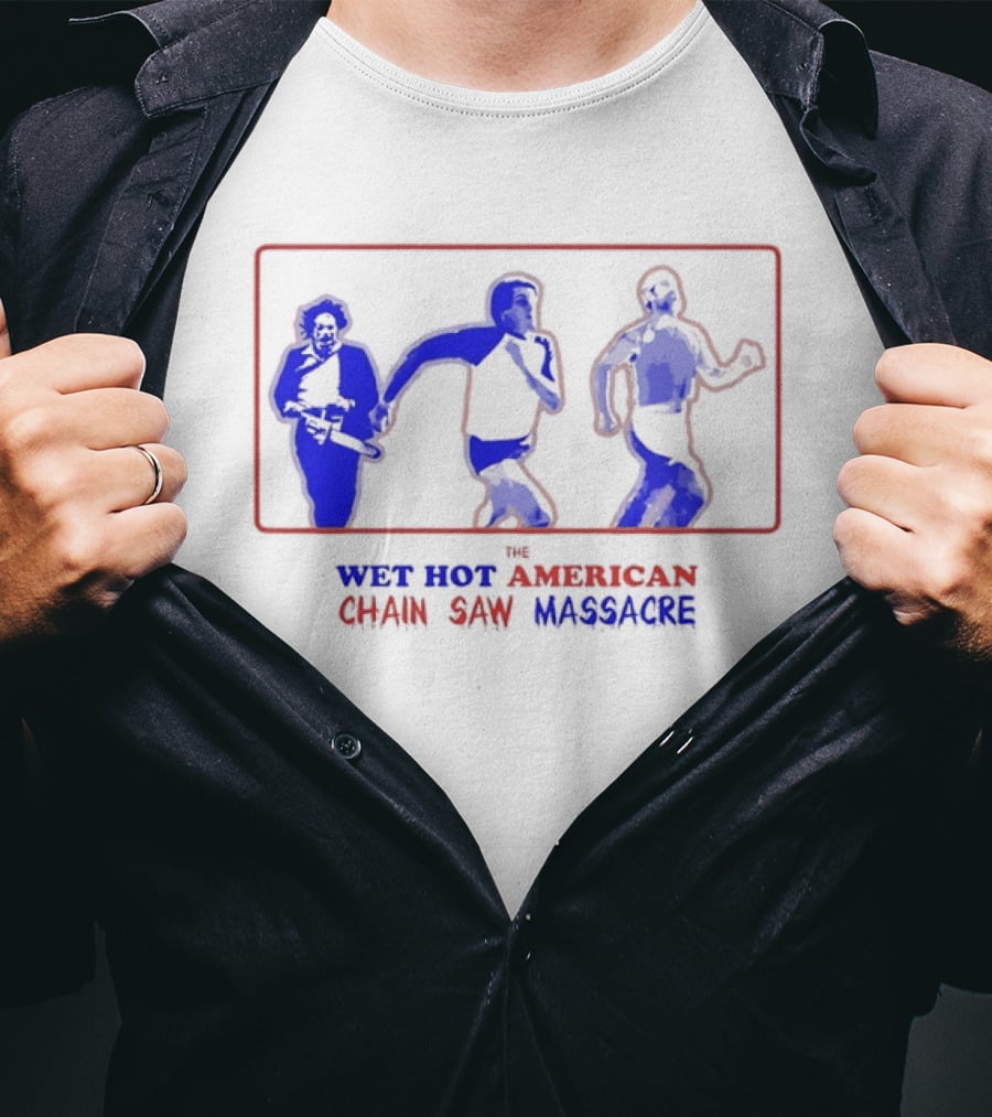 Wet Hot American Chain Saw Massacre Silhouettes Dance Comedy Horror Mashup T-Shirt