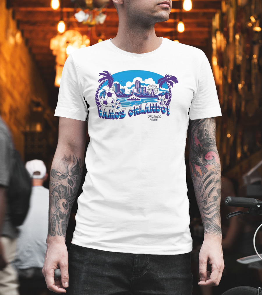 Vamos Orlando Orlando Pride Skyline Soccer Tropical Cityscape T-Shirt