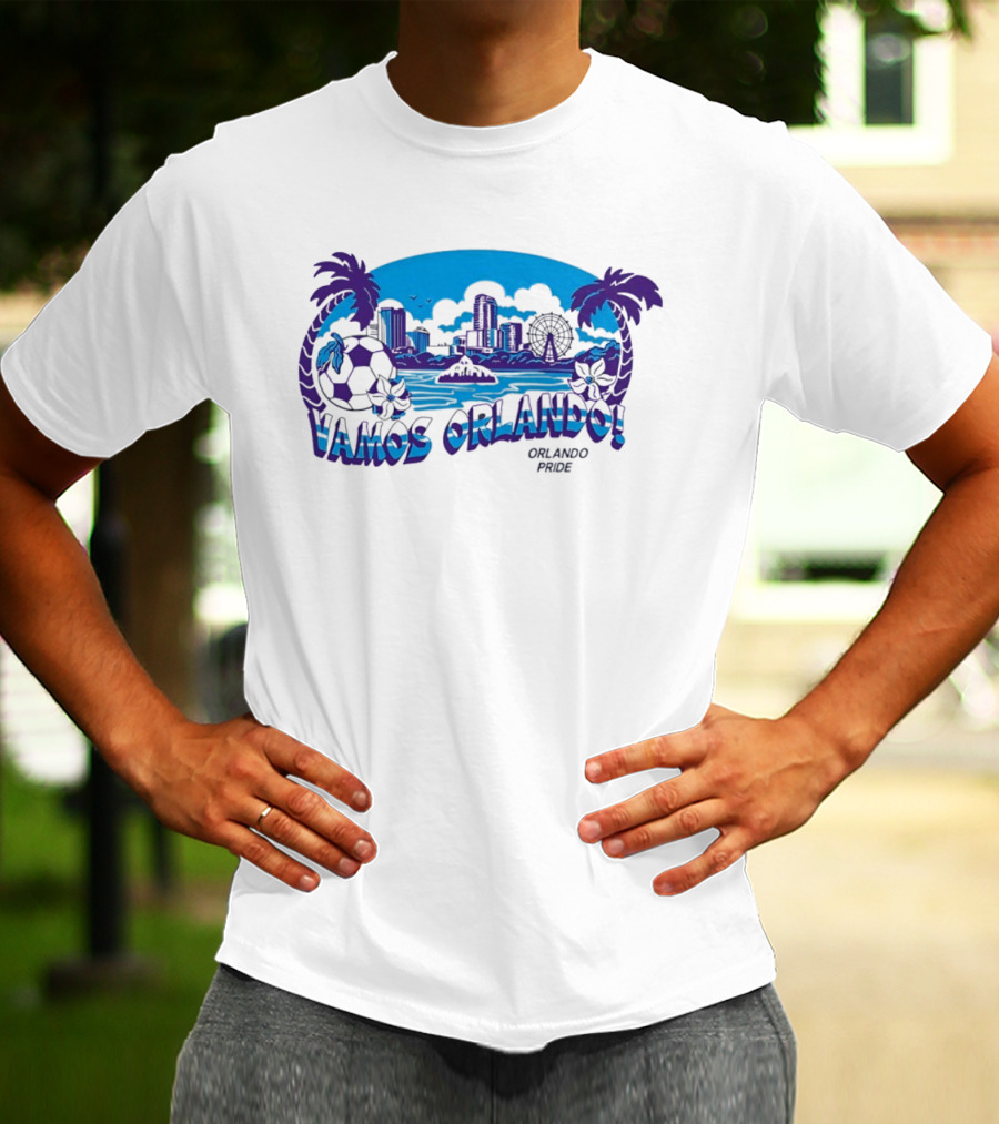 Vamos Orlando Orlando Pride Skyline Soccer Tropical Cityscape T-Shirt