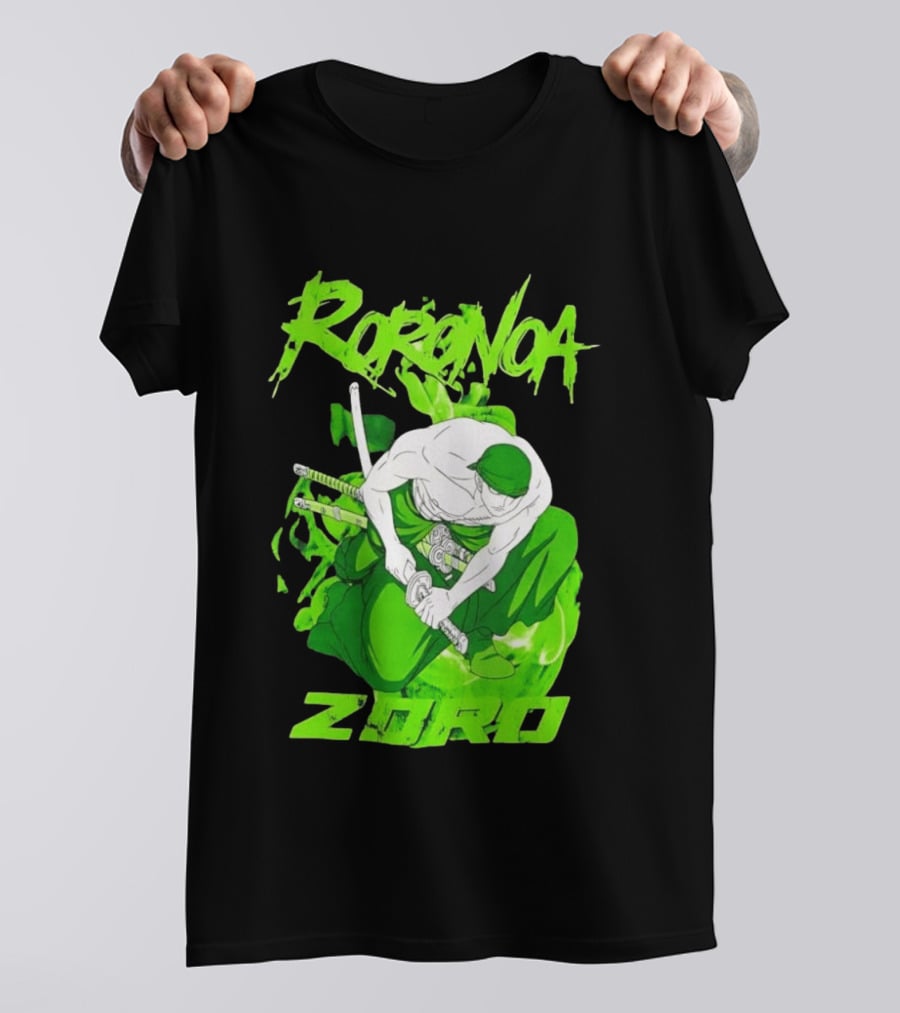 Roronoa Zoro Sword Fighter Anime Drawing T-Shirt