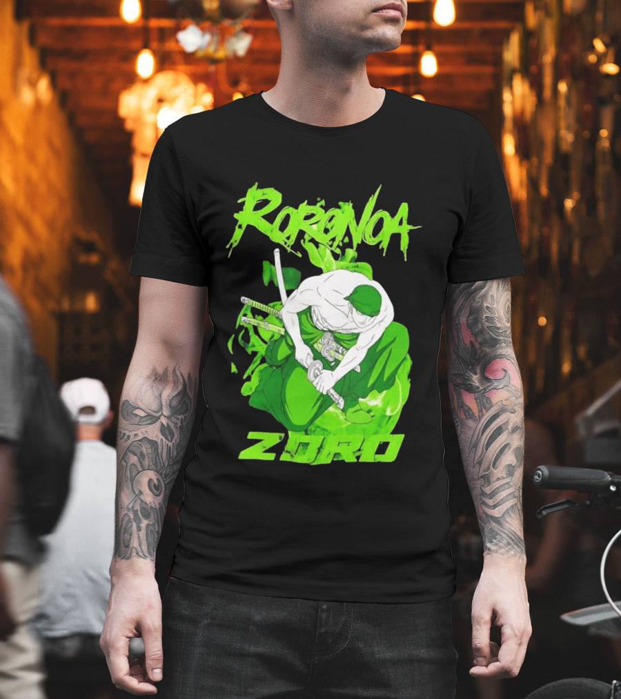 Roronoa Zoro Sword Fighter Anime Drawing T-Shirt