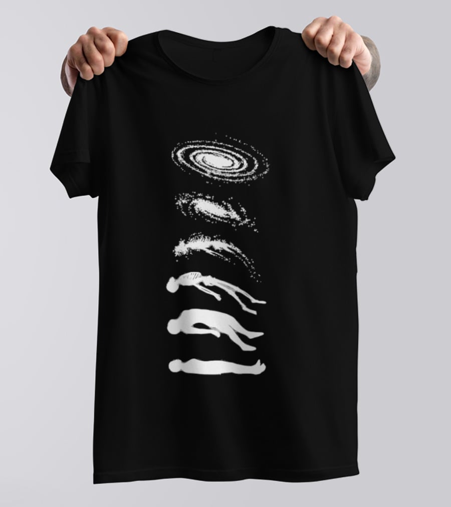 Ascending Galaxy Human Evolution Skeleton Floating Man T-Shirt