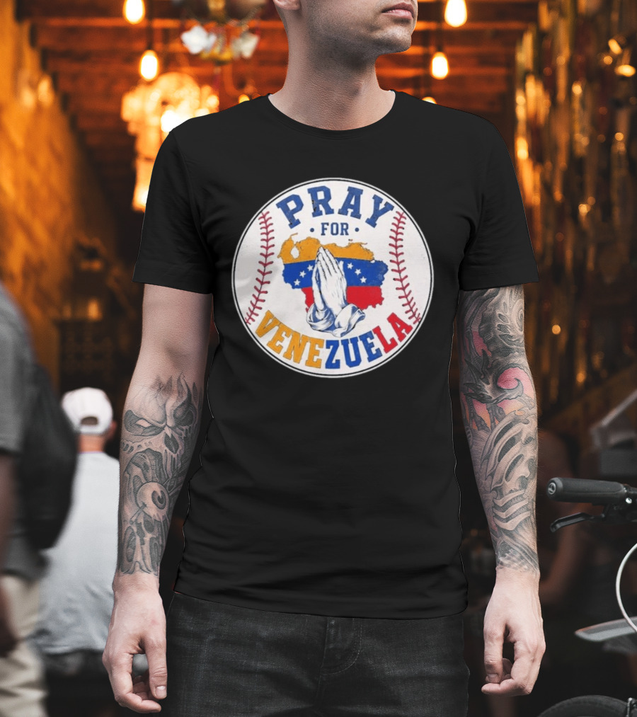 Pray For Venezuela Baseball Map Hands T-Shirt