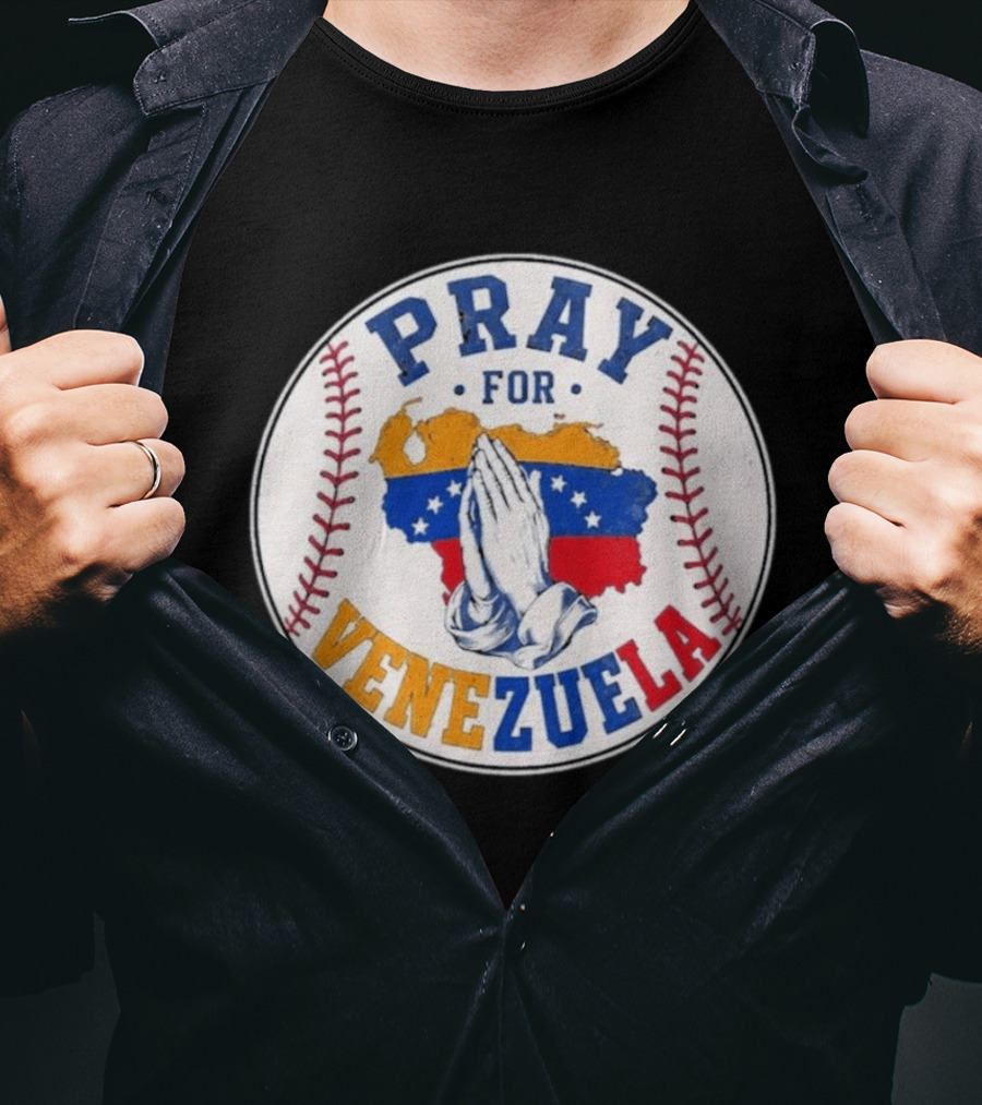 Pray For Venezuela Baseball Map Hands T-Shirt