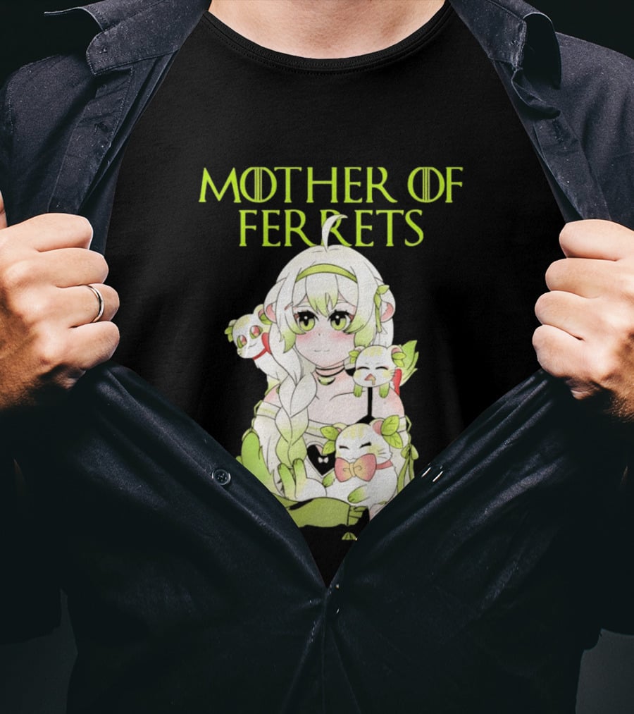 Mother Of Ferrets Anime Girl Ferret Lover Cute Kawaii T-Shirt