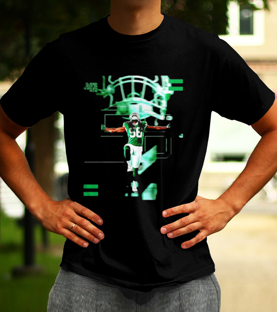 New York Jets 56 Days Til Season Countdown With Football Player And Helmet T-Shirt