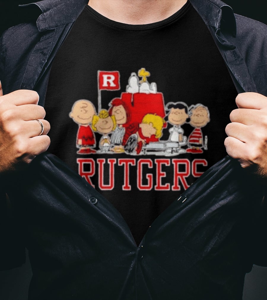 Peanuts Characters Rutgers Scarlet Knights Snoopy Woodstock Lucy Charlie Brown T-Shirt