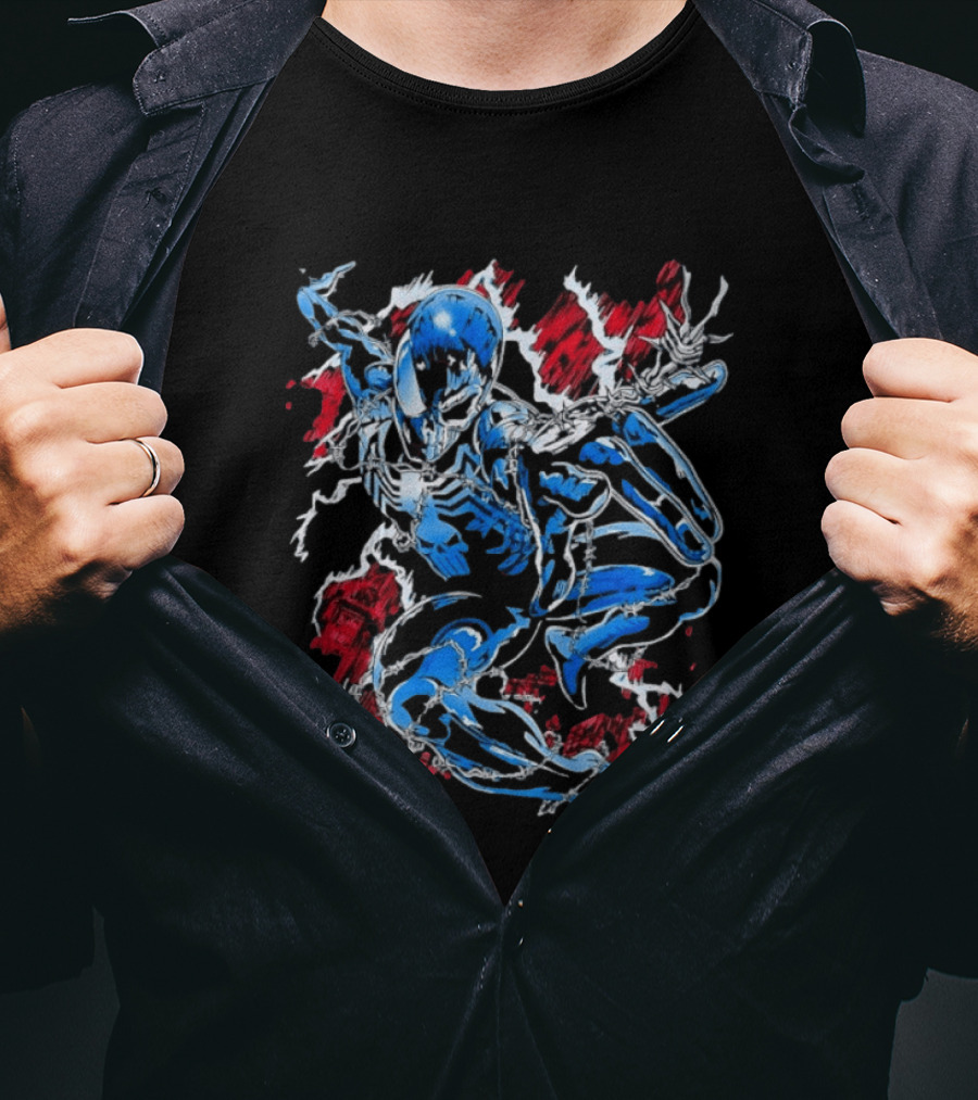 Punisher Spider Man Mashup Marvel Comics Blue Venom Transformation T-Shirt
