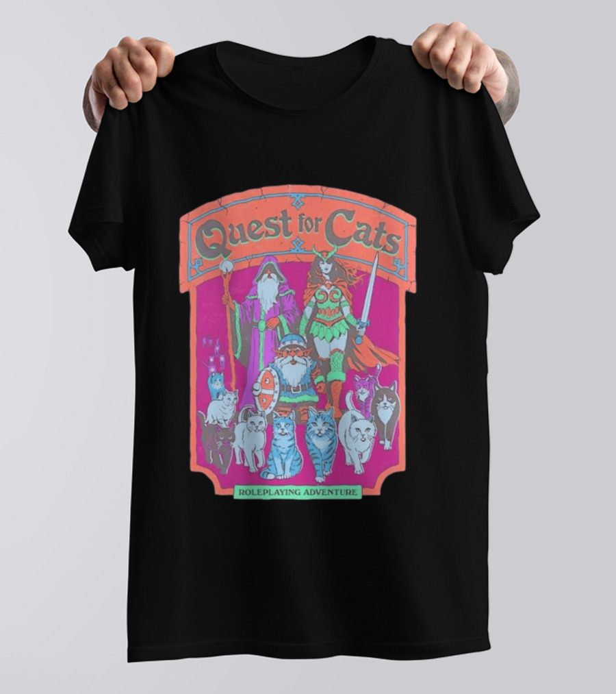 Quest For Cats Fantasy Roleplaying Adventure Mage Warriors And Cats T-Shirt
