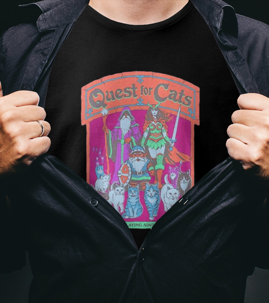 Quest For Cats Fantasy Roleplaying Adventure Mage Warriors And Cats T-Shirt