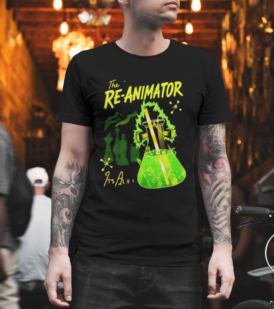 The Re Animator It's Alive Green Lab Flask Horror Film T-Shirt