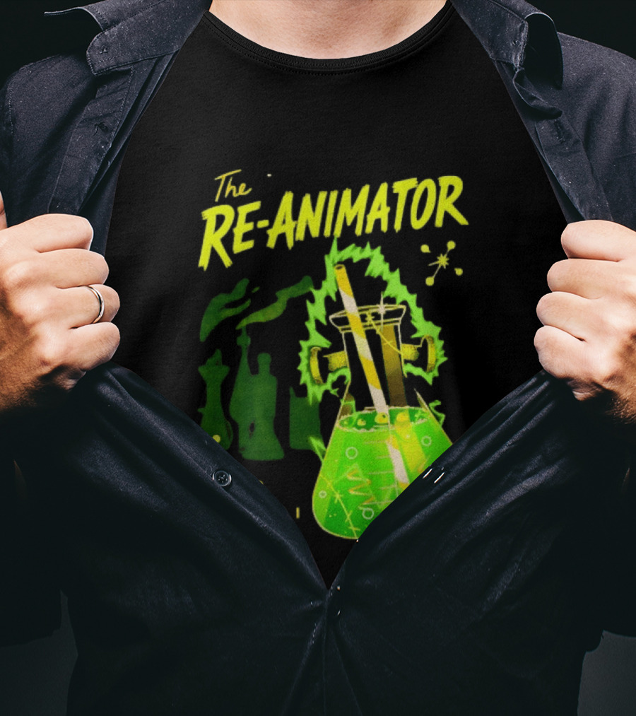The Re Animator It's Alive Green Lab Flask Horror Film T-Shirt
