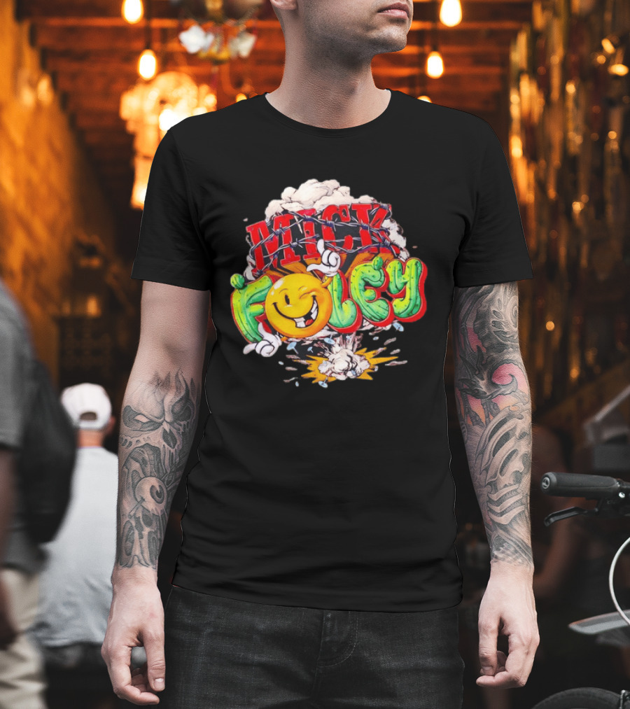 Mick Foley Cactus Smiley Face Barbed Wire Explosive Burst T-Shirt