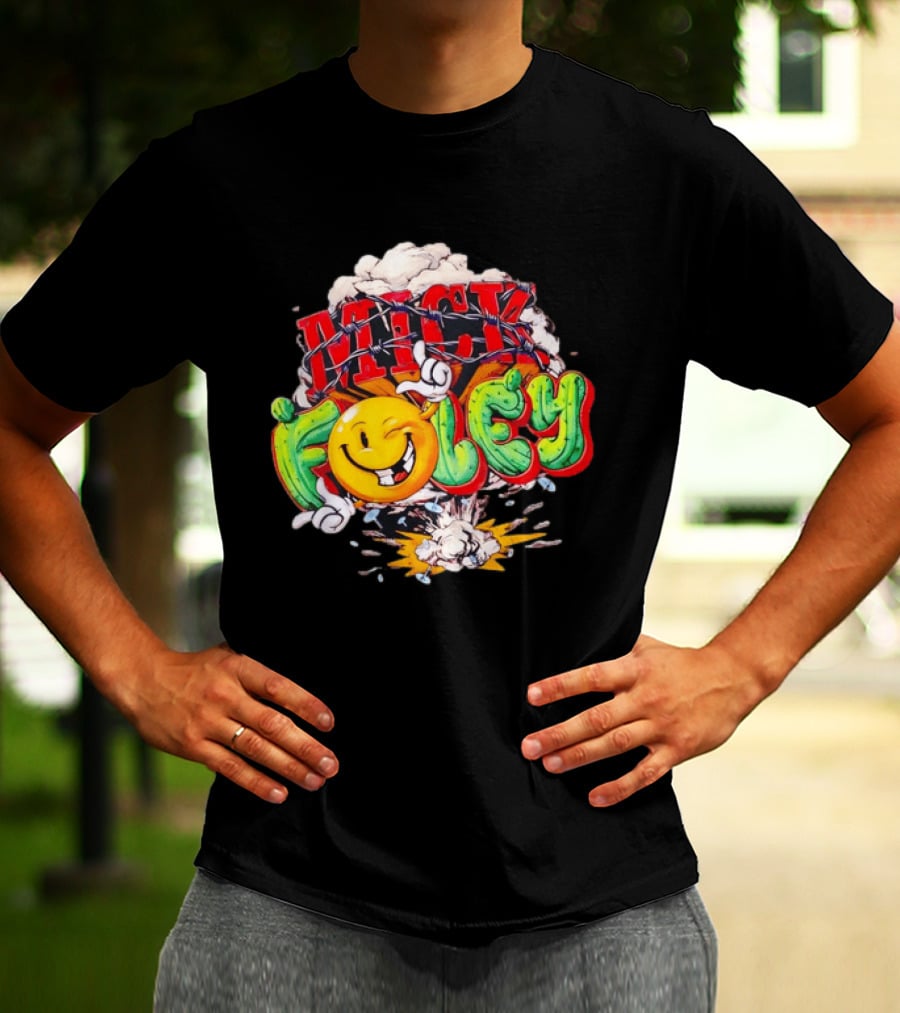 Mick Foley Cactus Smiley Face Barbed Wire Explosive Burst T-Shirt