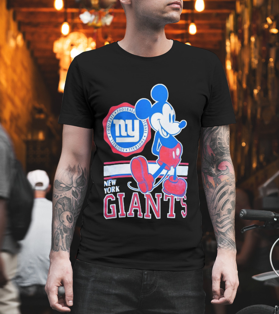 Mickey Mouse New York Giants Football NY Sports Fan T-Shirt