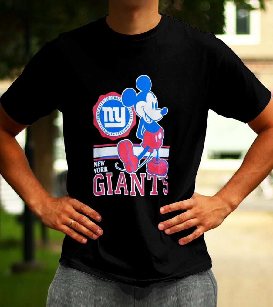 Mickey Mouse New York Giants Football NY Sports Fan T-Shirt