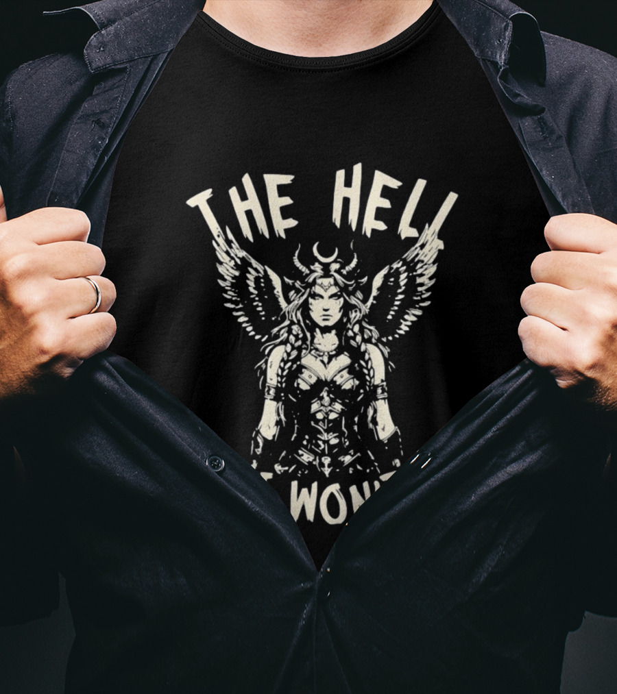 The Hell I Won't Winged Demon Warrior Woman Horned Crescent Moon Wings T-Shirt