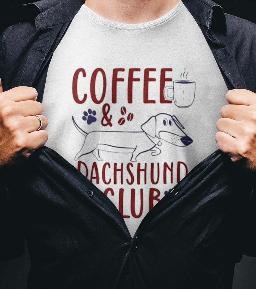 Coffee And Dachshund Club Paw Print Caffeine Espresso T-Shirt