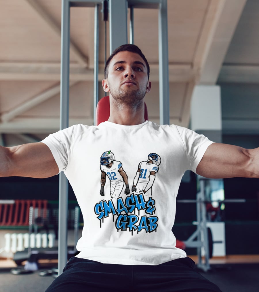 Detroit Lions Smash And Grab Football Players 32 And 31 Sports Fan Gear T-Shirt