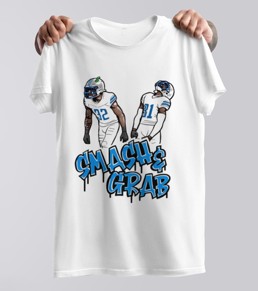 Detroit Lions Smash And Grab Football Players 32 And 31 Sports Fan Gear T-Shirt