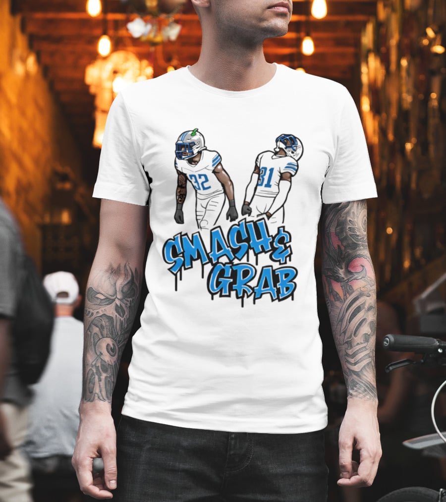 Detroit Lions Smash And Grab Football Players 32 And 31 Sports Fan Gear T-Shirt