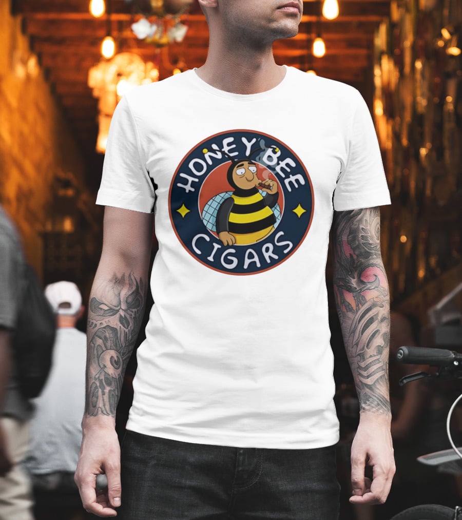 Honey Bee Cigars Smoking Cartoon Bee T-Shirt