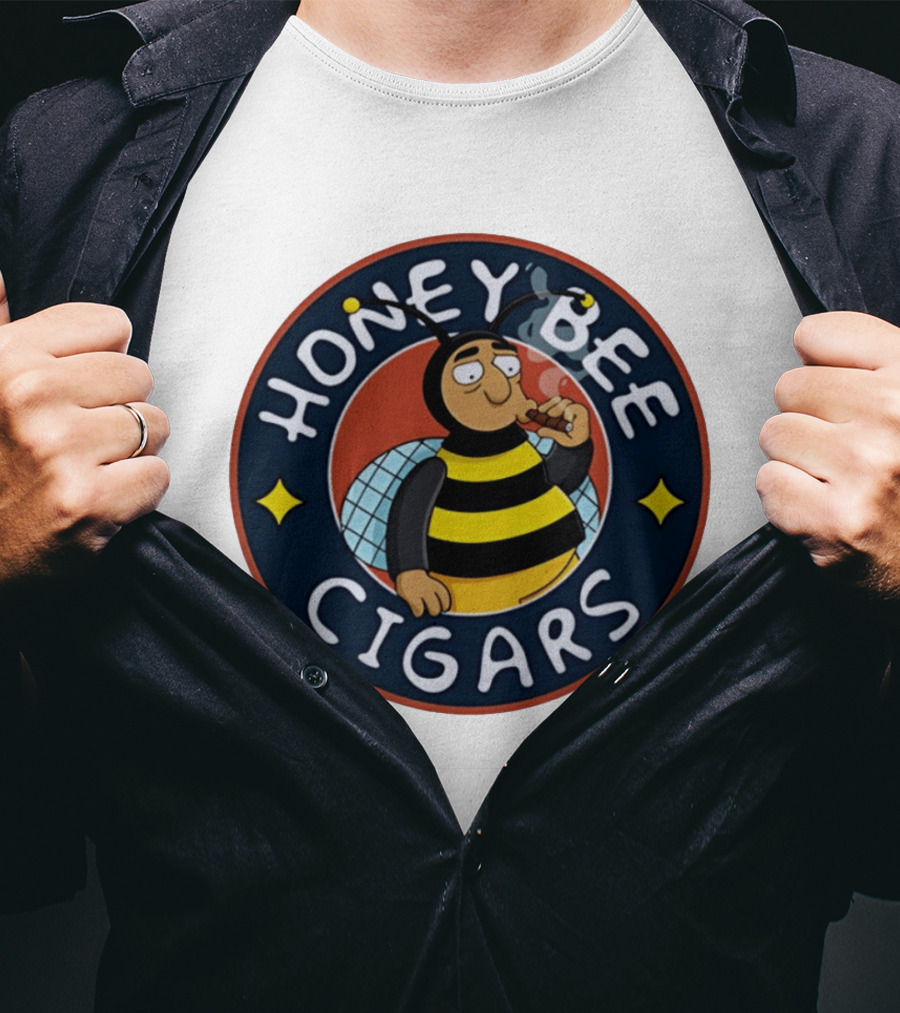 Honey Bee Cigars Smoking Cartoon Bee T-Shirt