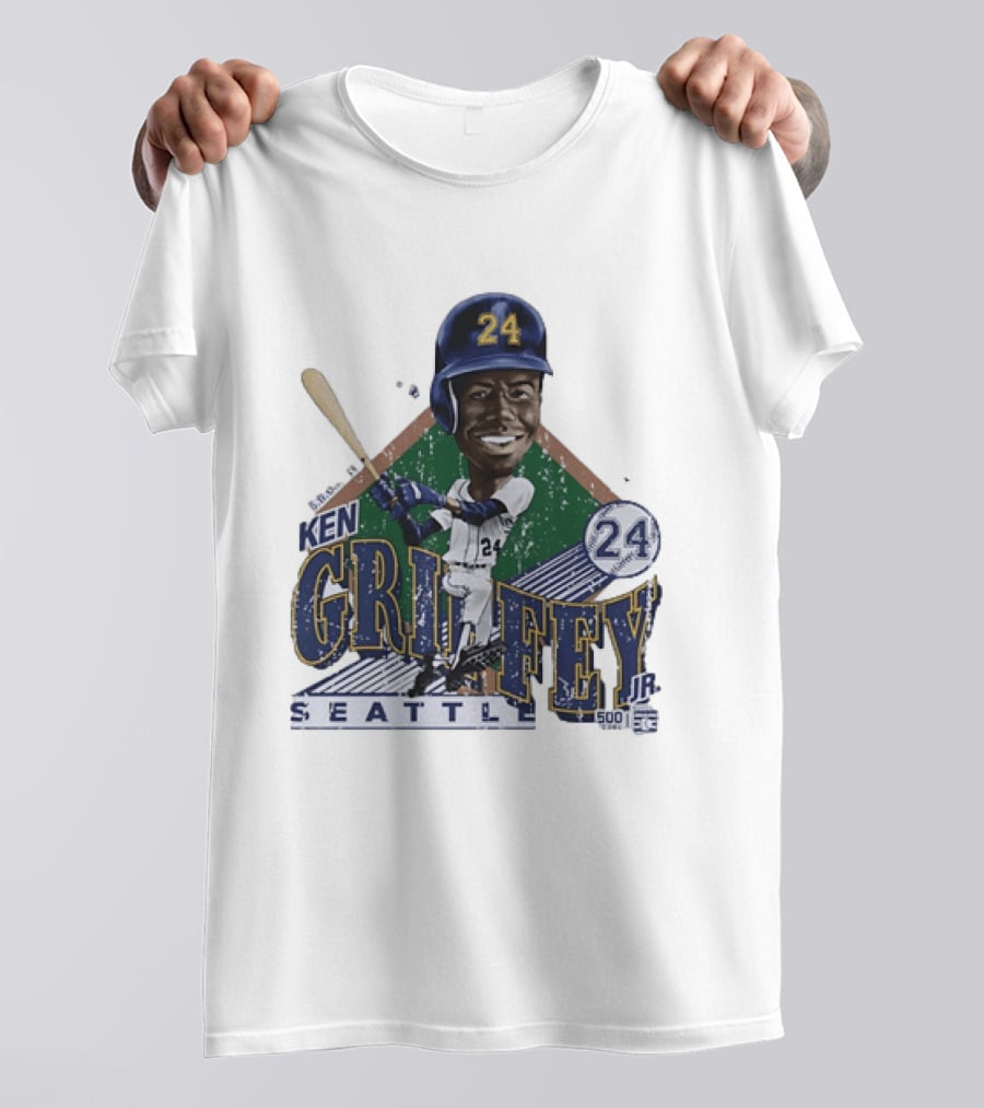 Ken Griffey Jr 24 Seattle Mariners 500 HR Club Distressed T-Shirt