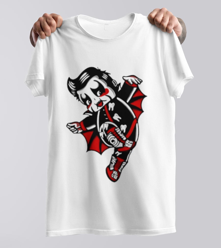 Little Vampire Kewpie Doll With Wings Teeth And Red Details T-Shirt