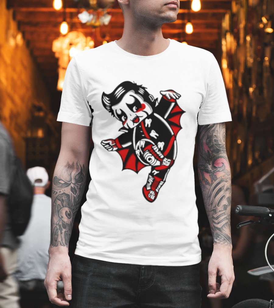 Little Vampire Kewpie Doll With Wings Teeth And Red Details T-Shirt