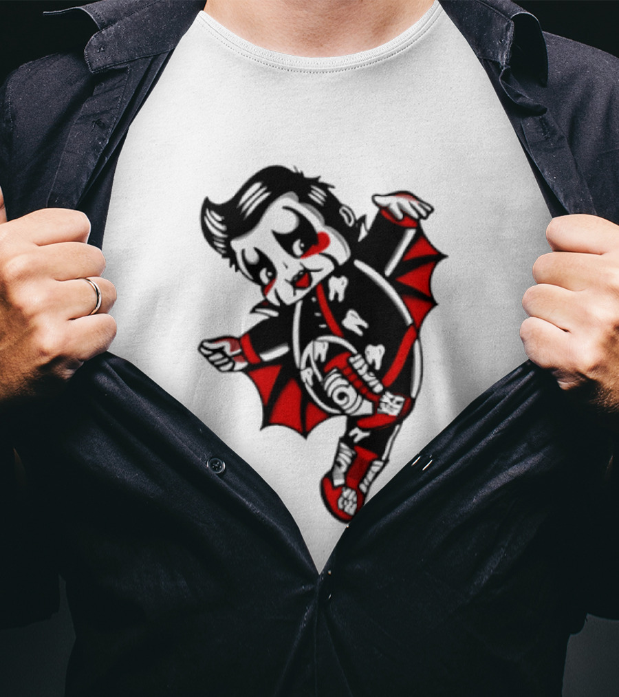 Little Vampire Kewpie Doll With Wings Teeth And Red Details T-Shirt