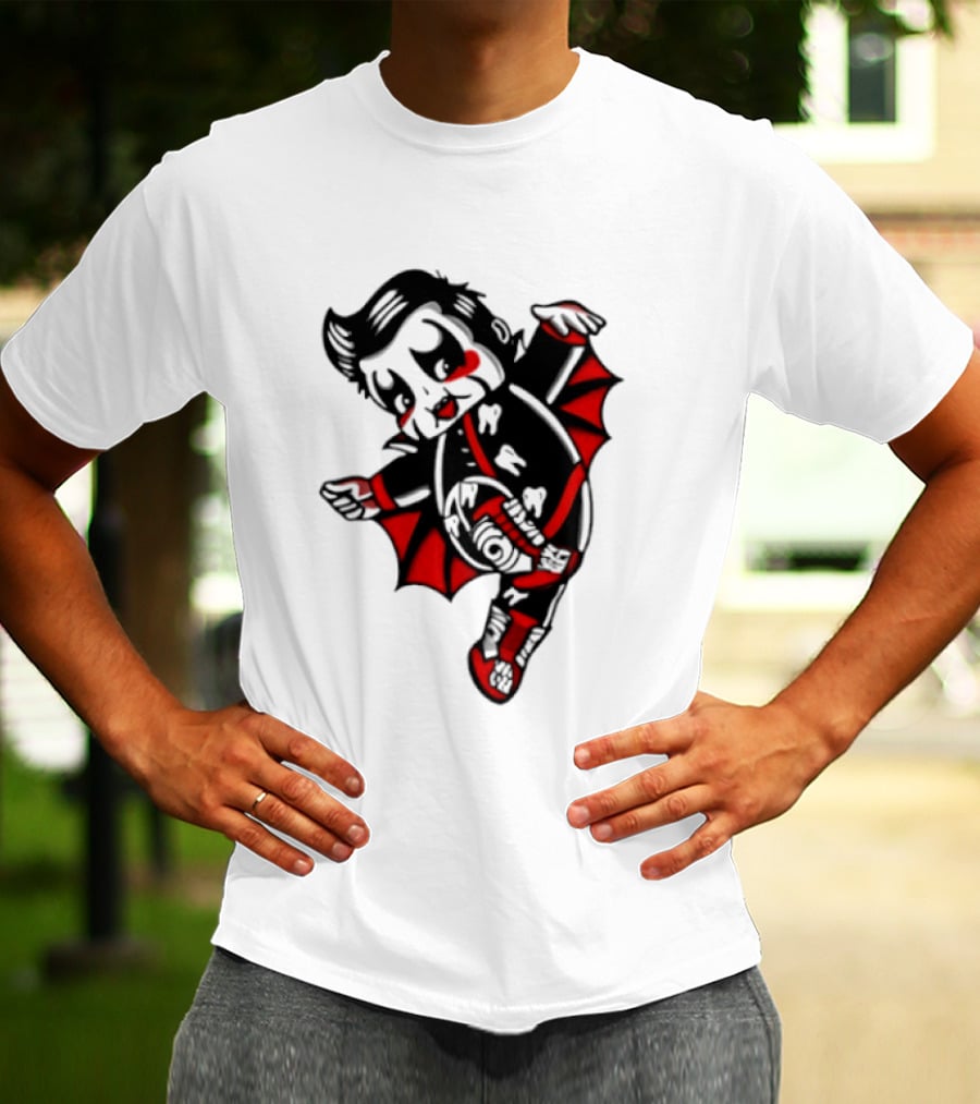 Little Vampire Kewpie Doll With Wings Teeth And Red Details T-Shirt