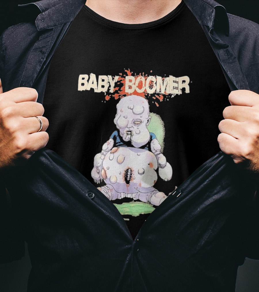 Baby Boomer Zombie Mutant Infant Horror Creepy Cartoon Character Rugged T-Shirt