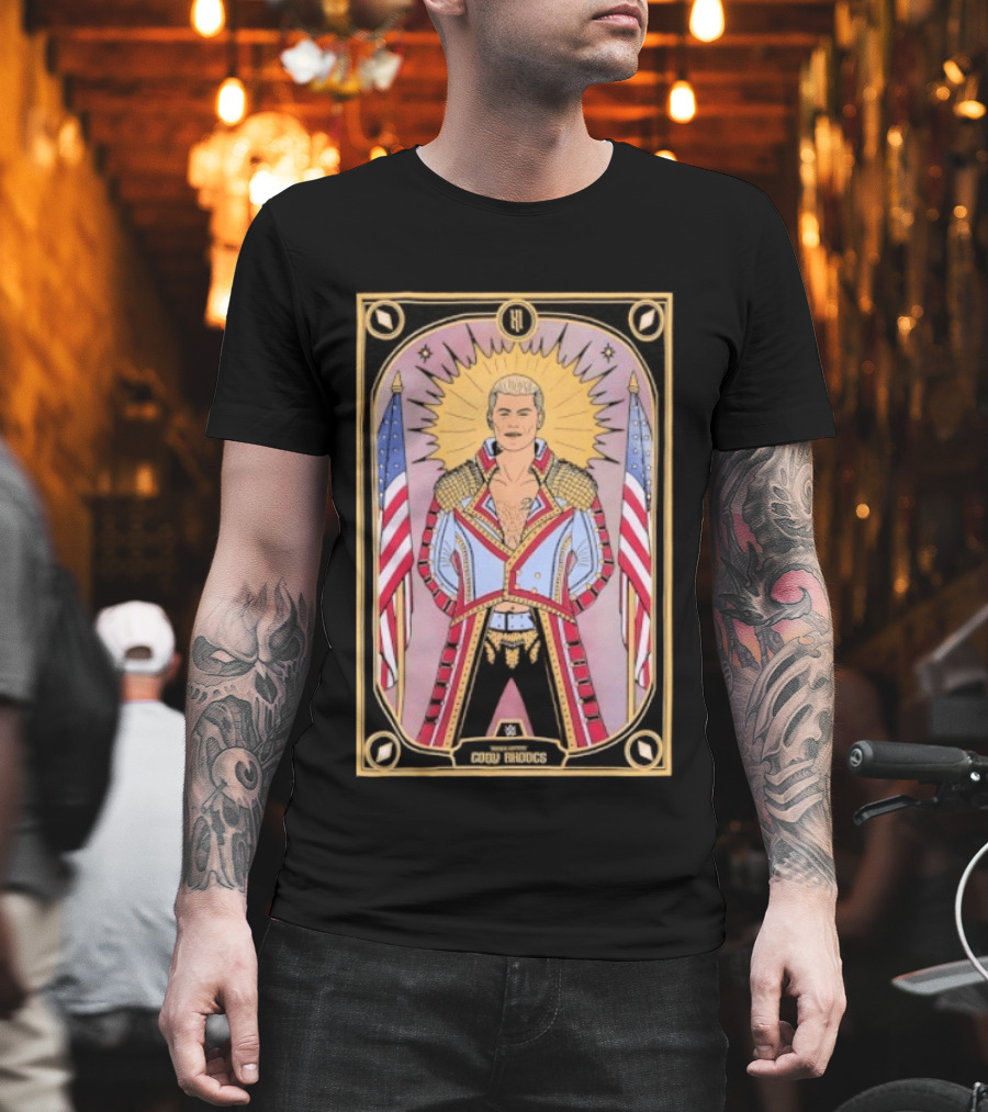 Cody Rhodes WWE Tarot Card With American Flags And Sunburst T-Shirt