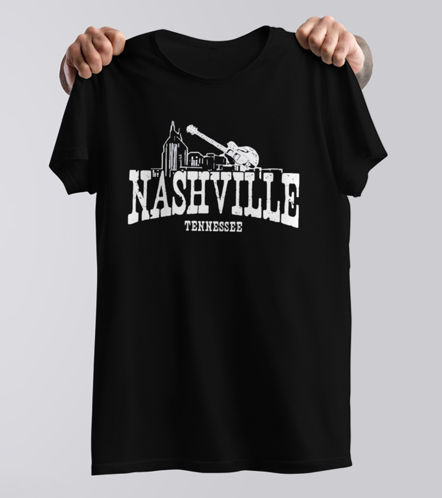 Nashville Tennessee Skyline Guitar City Music Scene T-Shirt