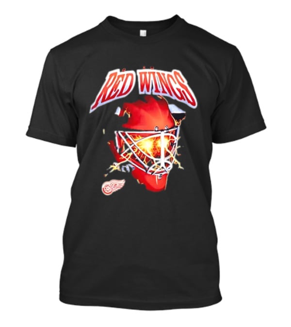 Detroit Red Wings Goalie Mask Red Lightning Burst T-Shirt