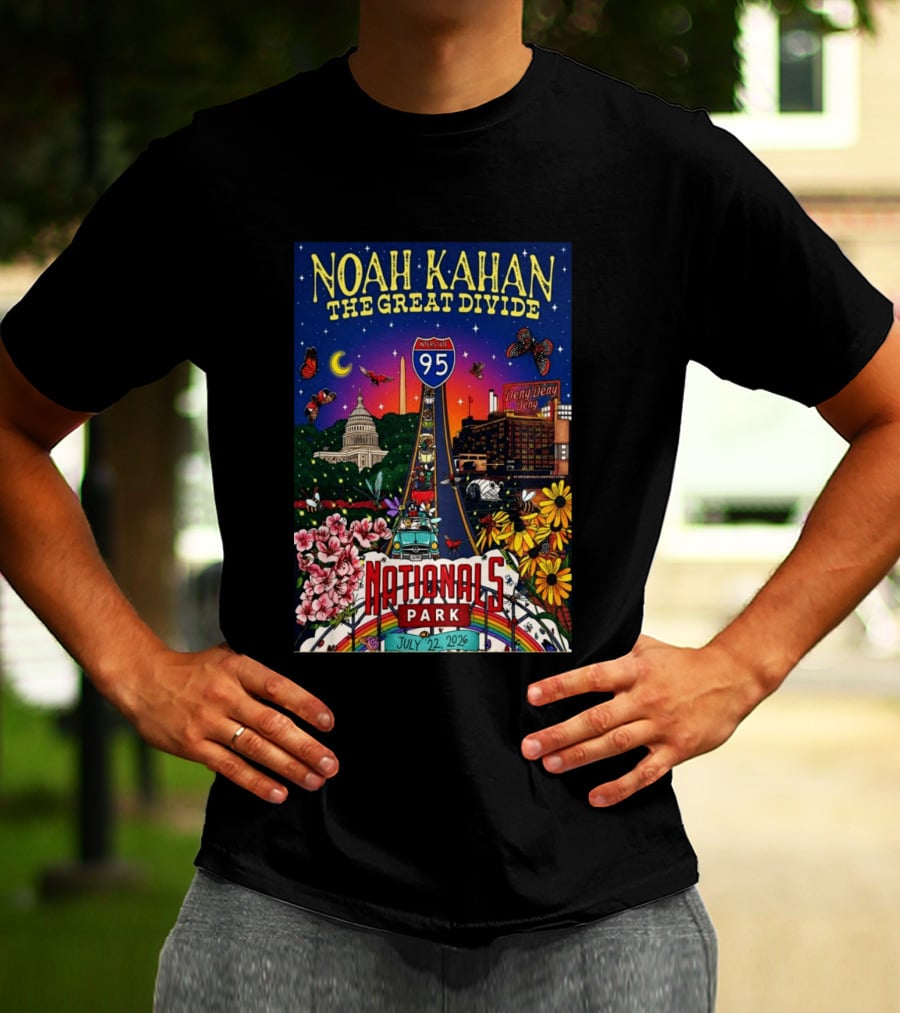 Noah Kahan The Great Divide Nationals Park July 22 2026 Washington D C Interstate 95 Capitol Flowers Butterflies T-Shirt