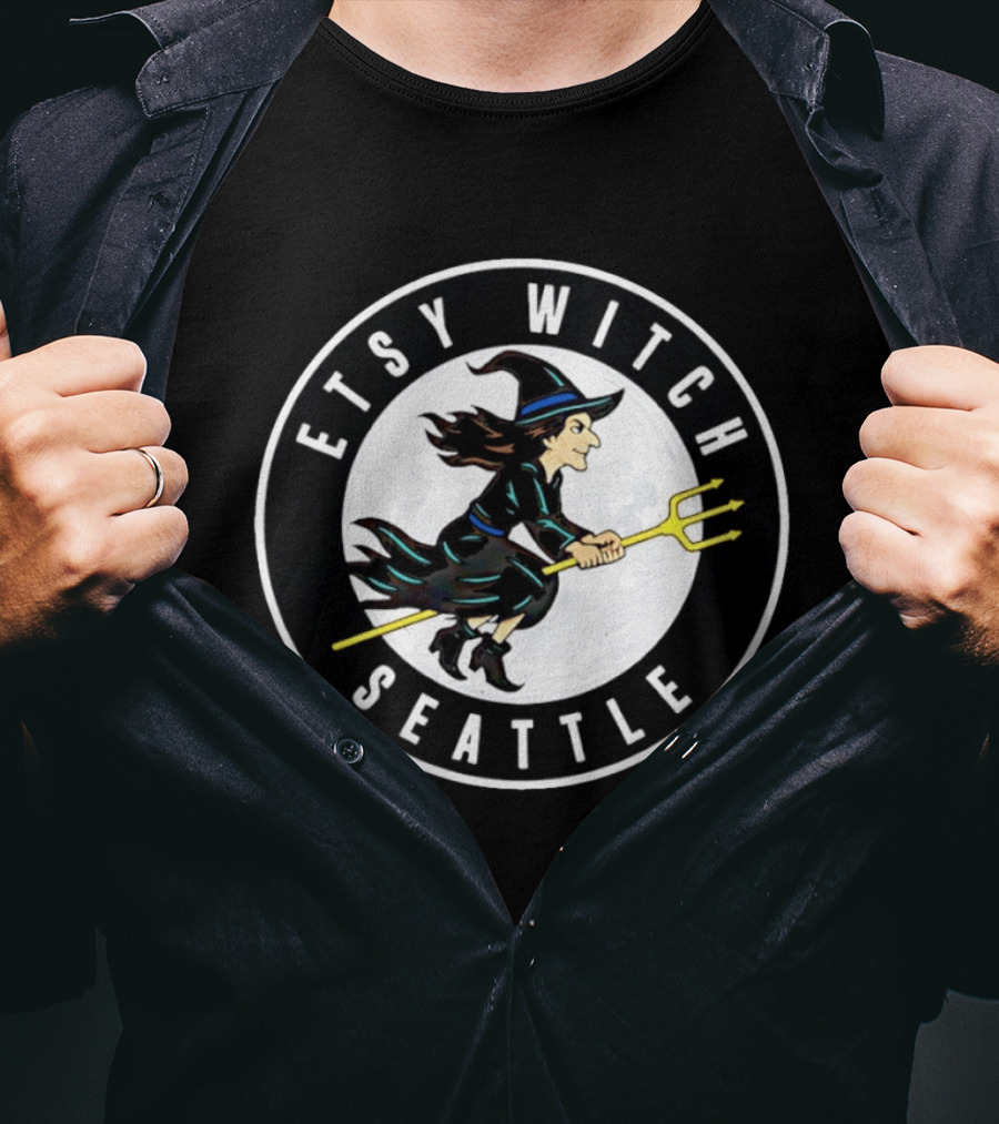 Etsy Witch Seattle Full Moon Trident Rider Fantasy T-Shirt
