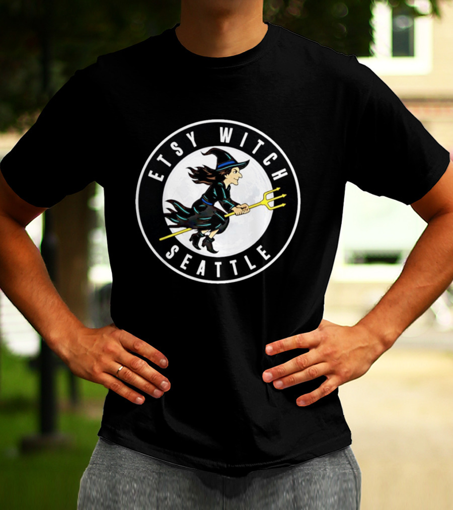 Etsy Witch Seattle Full Moon Trident Rider Fantasy T-Shirt